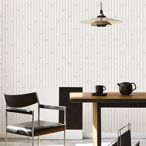 Grey and Cream Wall paper in Wooden Pattern - 34522-1 Series - Stenna